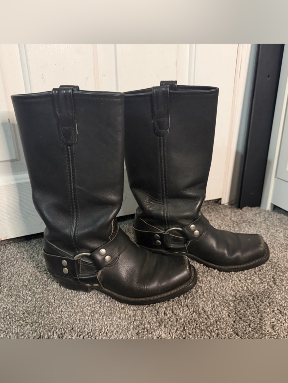 Double H Black Leather Harness Boots